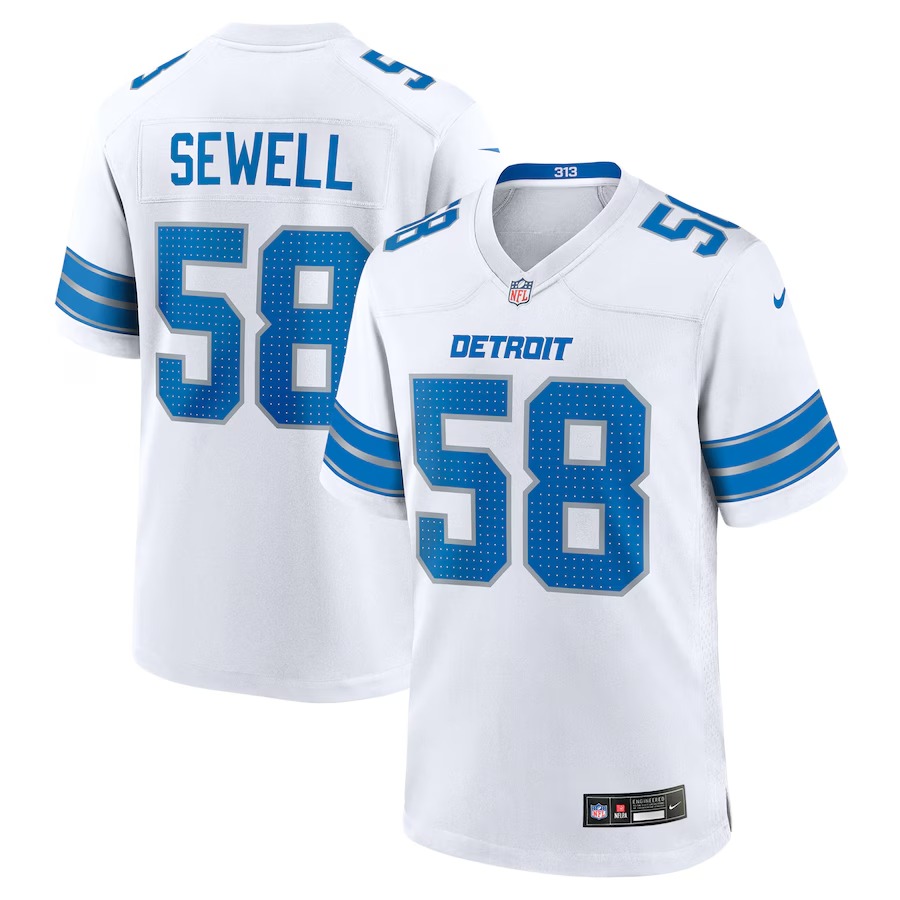 Men's Detroit Lions Penei Sewell Nike White Game Jersey - Ujersey