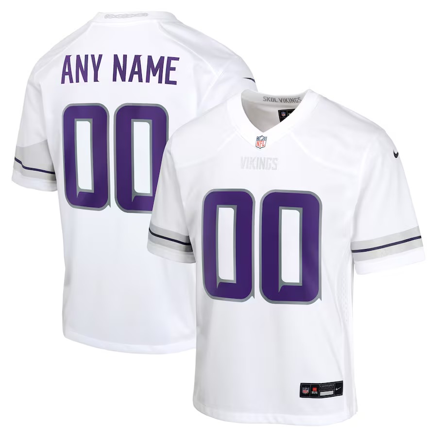 Youth Minnesota Vikings Nike White Alternate Custom Game Jersey - Ujersey