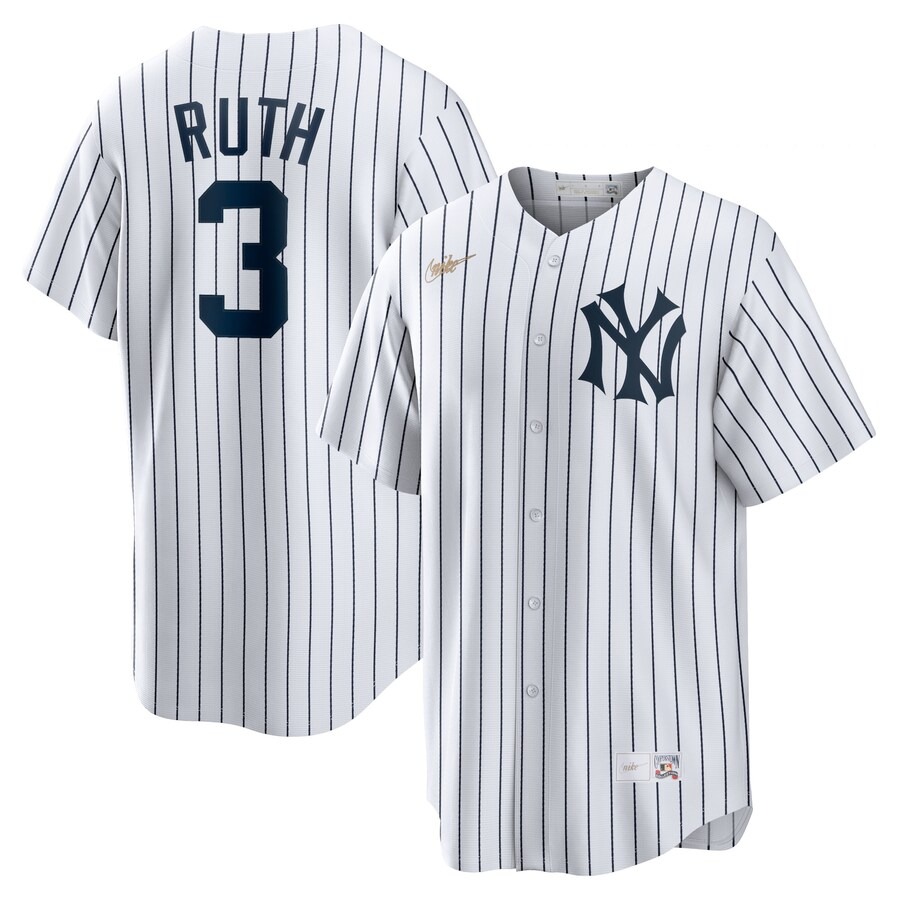 Men's New York Yankees Babe Ruth Nike White Home Cooperstown Collection Player Jersey - Ujersey