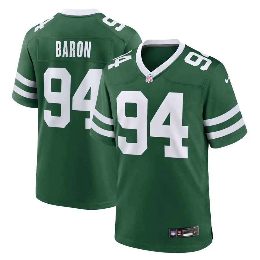 Men's New York Jets Tyler Baron Nike Legacy Green Team Game Jersey - Ujersey