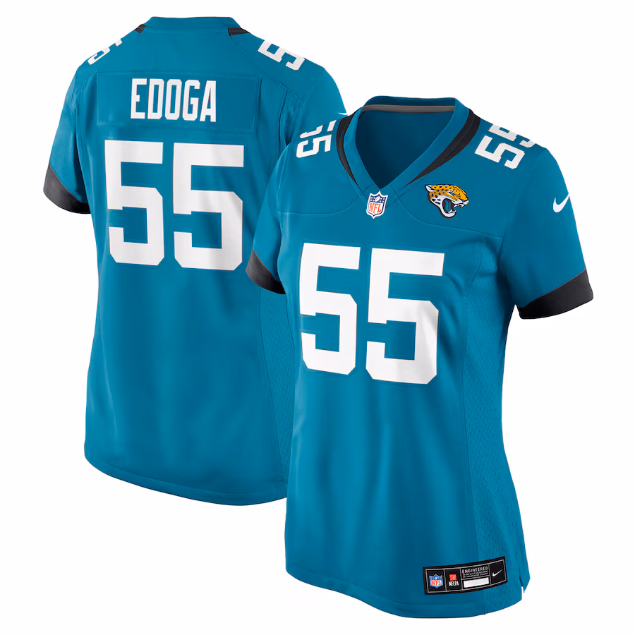 Women's Jacksonville Jaguars Chuma Edoga Nike Teal Team Game Jersey - Ujersey