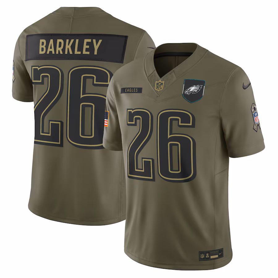 Men's Philadelphia Eagles Saquon Barkley Nike Olive 2025 Salute to Service Limited Jersey - Ujersey