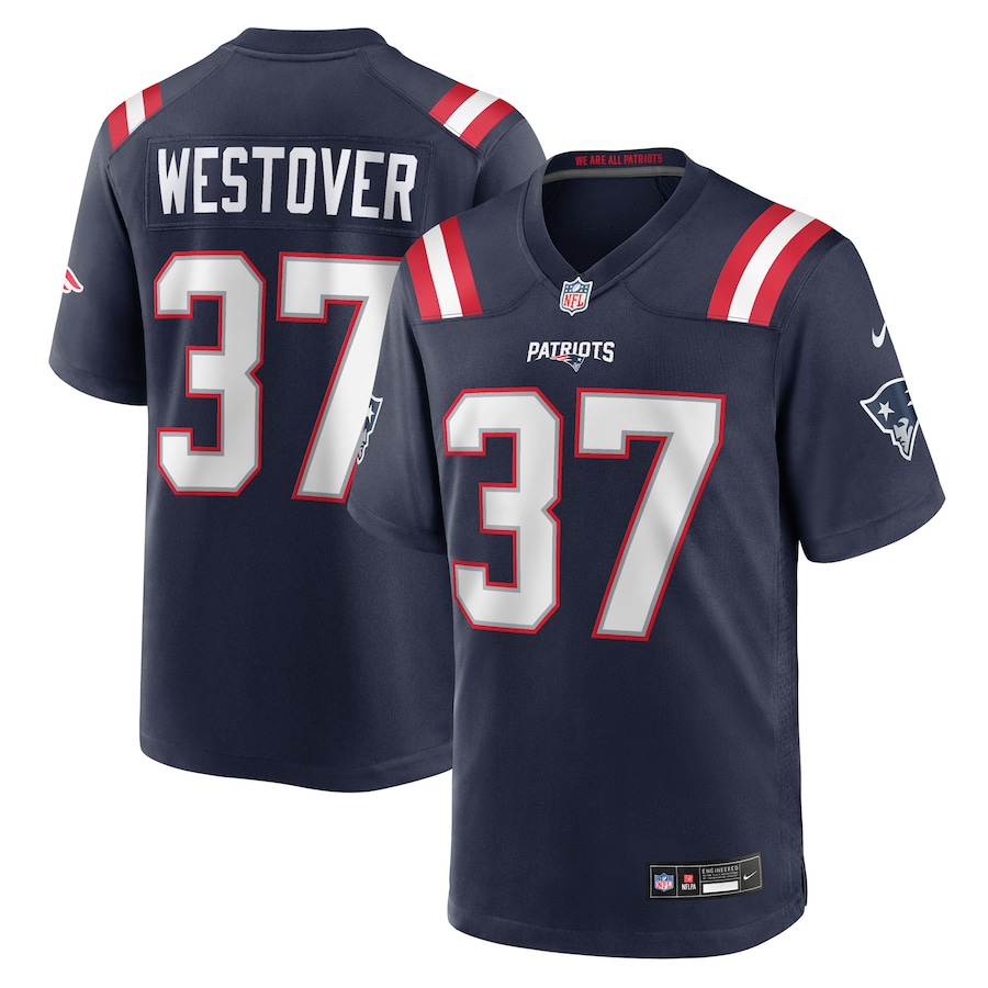 Men's New England Patriots Jack Westover Nike Navy Team Game Jersey - Ujersey