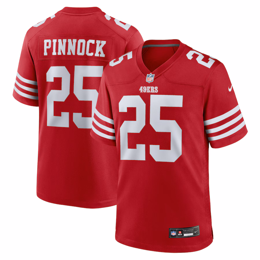 Men's San Francisco 49ers Jason Pinnock Nike Scarlet Team Game Jersey - Ujersey
