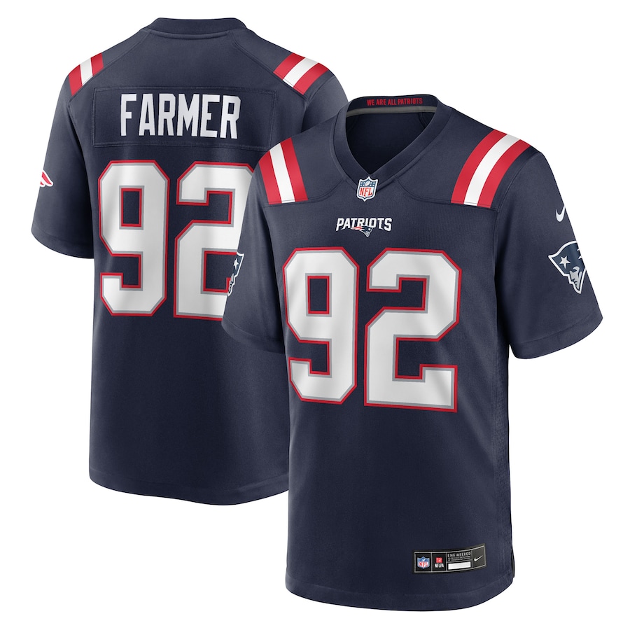 Men's New England Patriots Joshua Farmer Nike Navy Team Game Jersey - Ujersey