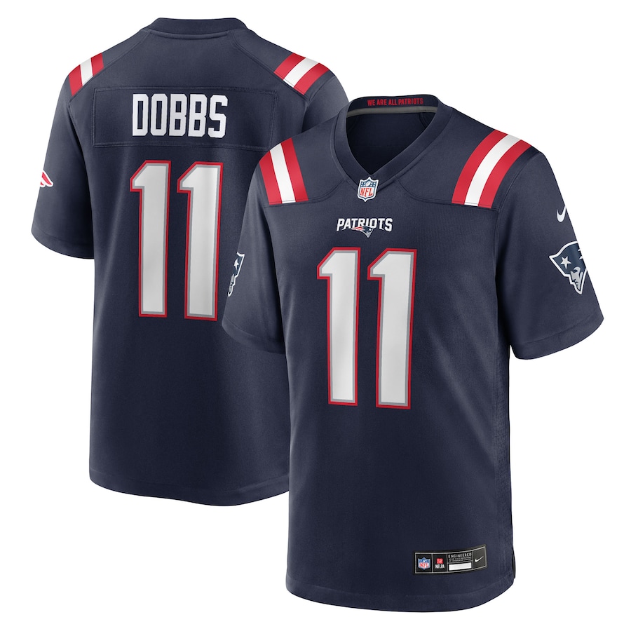 Men's New England Patriots Joshua Dobbs Nike Navy Team Game Jersey - Ujersey