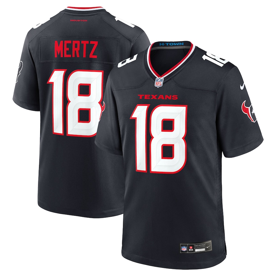 Men's Houston Texans Graham Mertz Nike Navy Team Game Jersey - Ujersey
