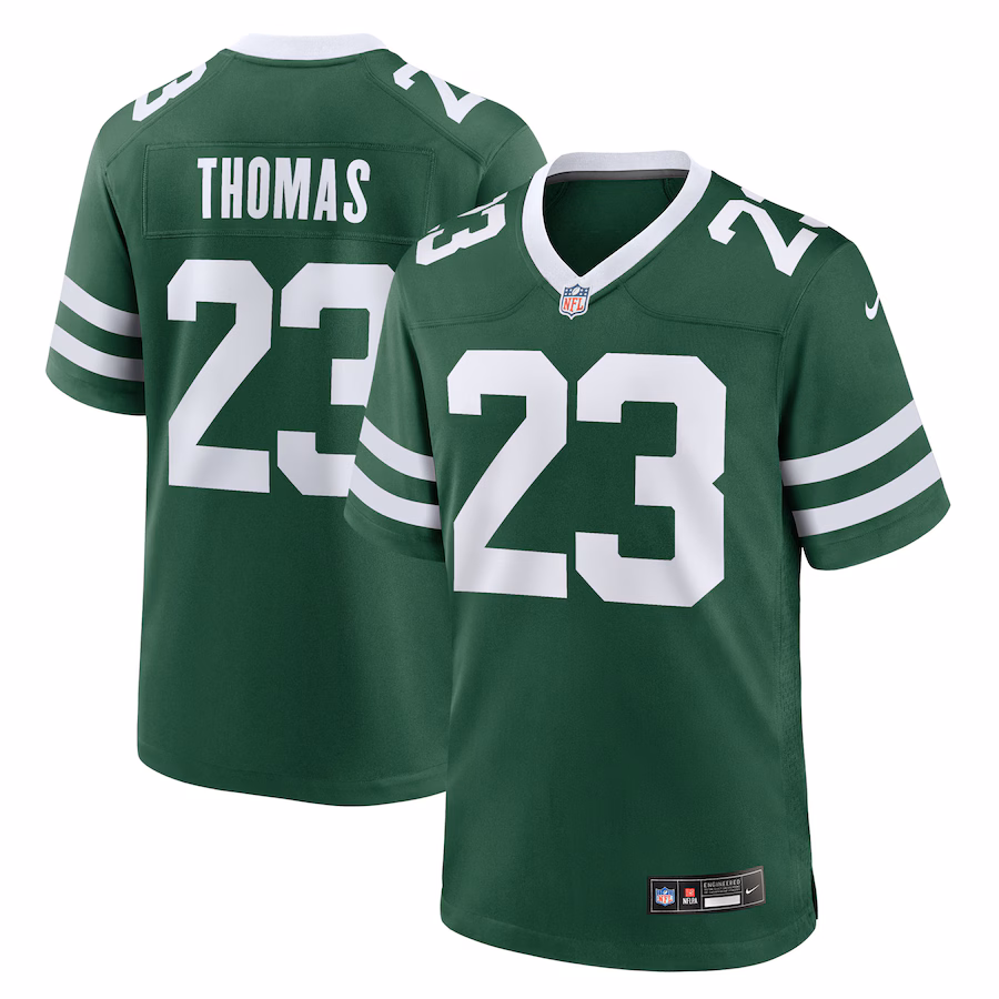 Men's New York Jets Azareye'h Thomas Nike Legacy Green Team Game Jersey - Ujersey