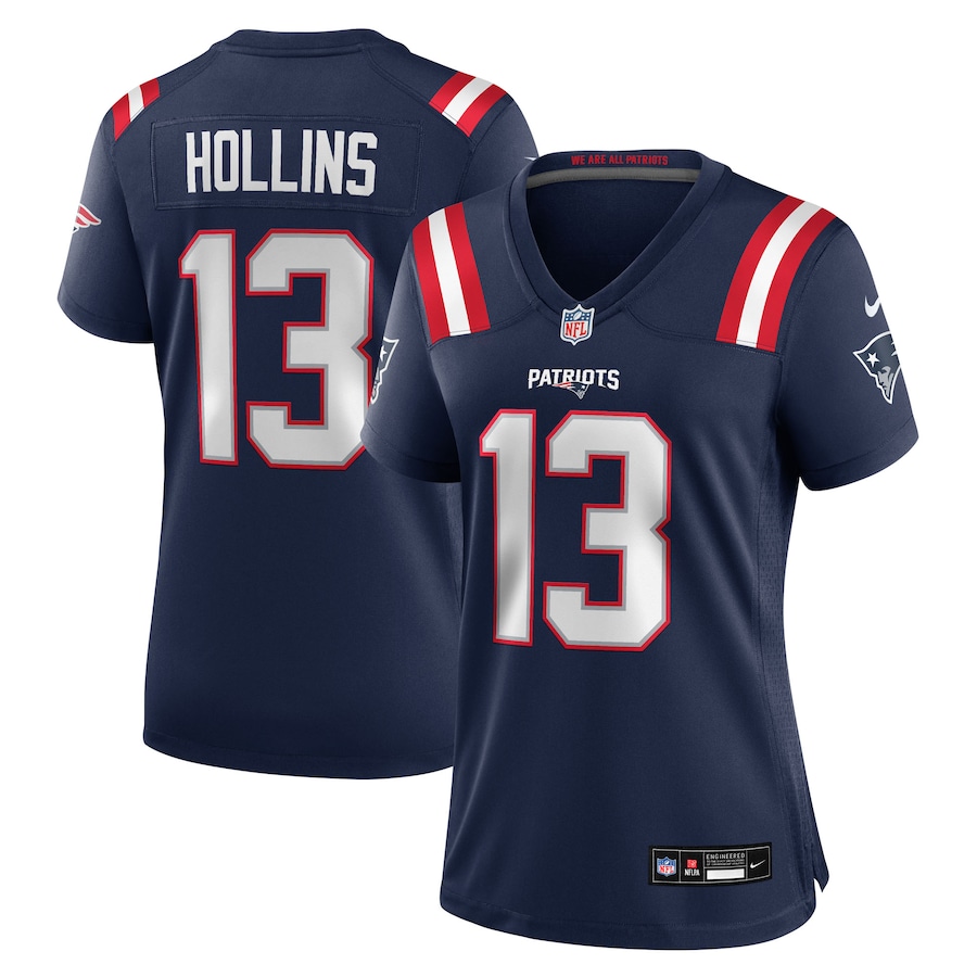 Women's New England Patriots Mack Hollins Nike Navy Team Game Jersey - Ujersey