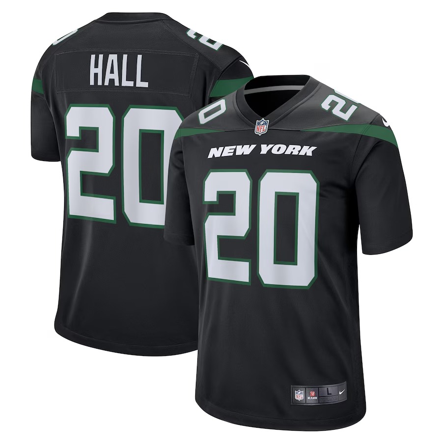 Men's New York Jets Breece Hall Nike Stealth Black Alternate Game Player Jersey - Ujersey