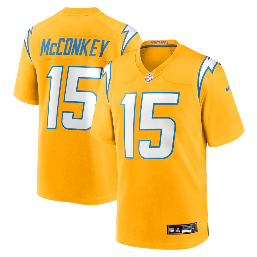Men's Los Angeles Chargers Ladd McConkey Nike Gold Alternate Charger Power Game Player Jersey - Ujersey