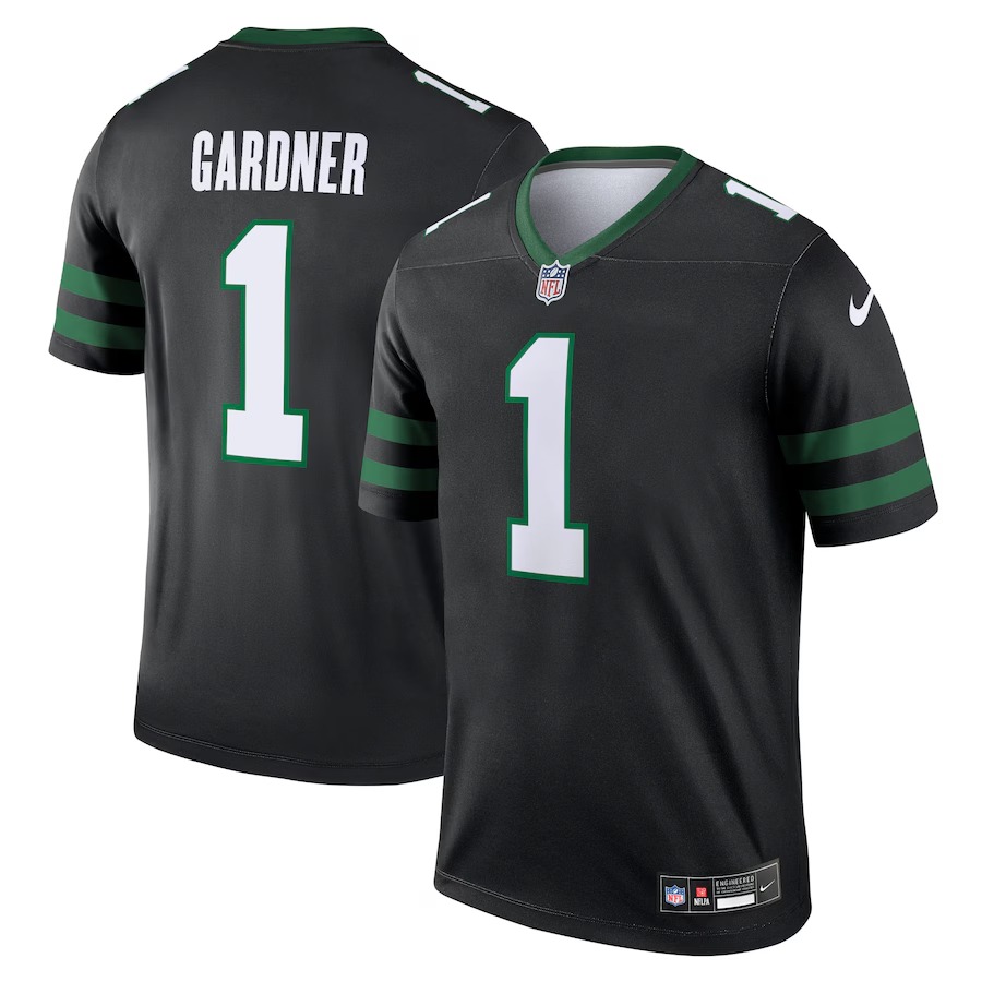 Men's New York Jets Ahmad Sauce Gardner Nike Legacy Black Alternate Legend Jersey - Ujersey