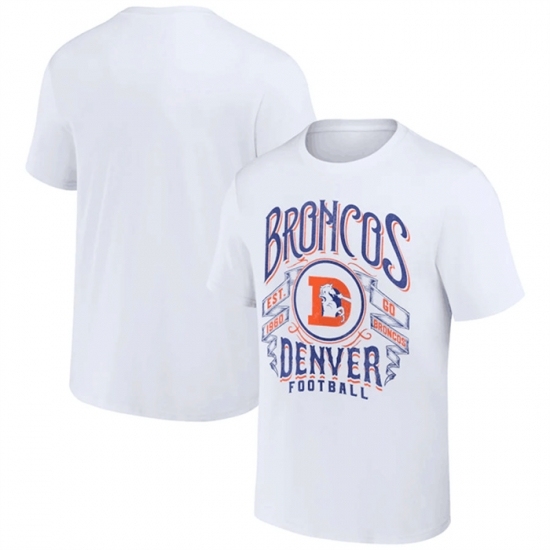 Men's Denver Broncos White X Darius Rucker Collection Vintage Football T Shirt - Ujersey