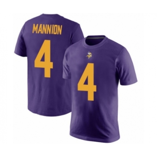 Football Minnesota Vikings #4 Sean Mannion Purple Rush Pride Name & Number T-Shirt - Ujersey