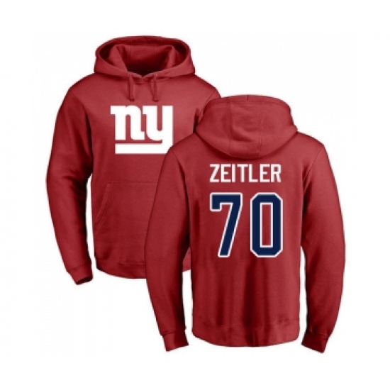 Football New York Giants #70 Kevin Zeitler Red Name & Number Logo Pullover Hoodie - Ujersey