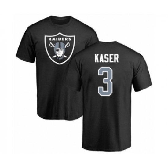 Football Oakland Raiders #3 Drew Kaser Black Name & Number Logo T-Shirt - Ujersey