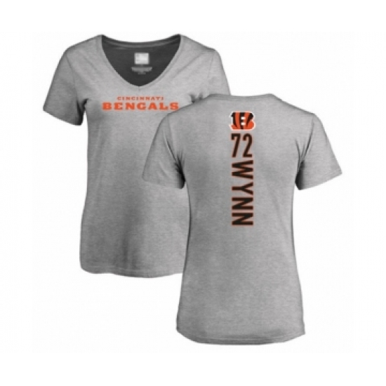 Football Women's Cincinnati Bengals #72 Kerry Wynn Ash Backer V-Neck T-Shirt - Ujersey