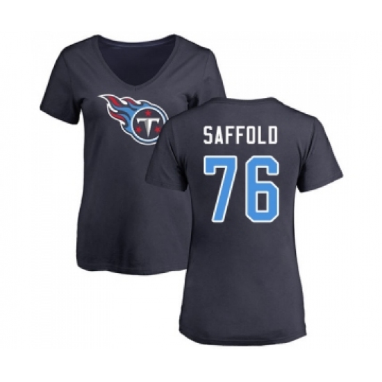 Football Women's Tennessee Titans #76 Rodger Saffold Navy Blue Name & Number Logo T-Shirt - Ujersey