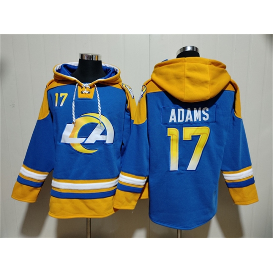Men's Los Angeles Rams #17 Davante Adams Blue Ageless Must-Have Lace-Up Pullover Hoodie - Ujersey