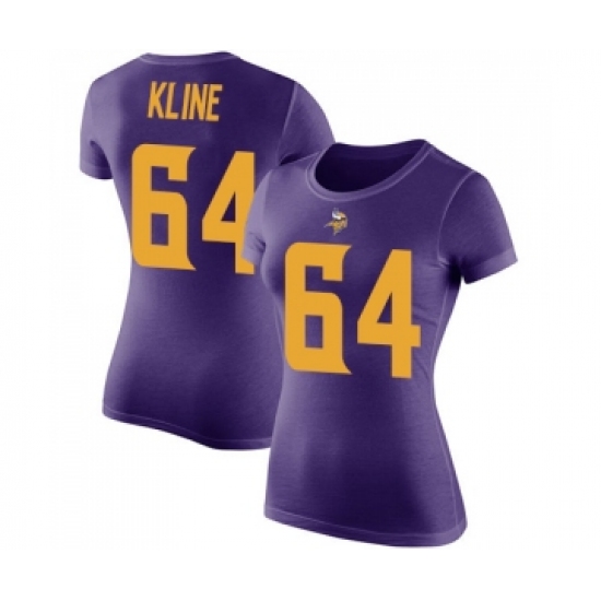 Football Women's Minnesota Vikings #64 Josh Kline Purple Rush Pride Name & Number T-Shirt - Ujersey
