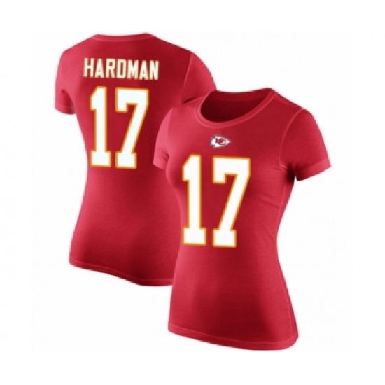 Football Women's Kansas City Chiefs #17 Mecole Hardman Red Rush Pride Name & Number T-Shirt - Ujersey