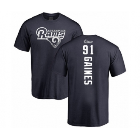 Football Los Angeles Rams #91 Greg Gaines Navy Blue Backer T-Shirt - Ujersey