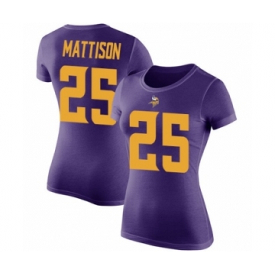 Football Women's Minnesota Vikings #25 Alexander Mattison Purple Rush Pride Name & Number T-Shirt - Ujersey