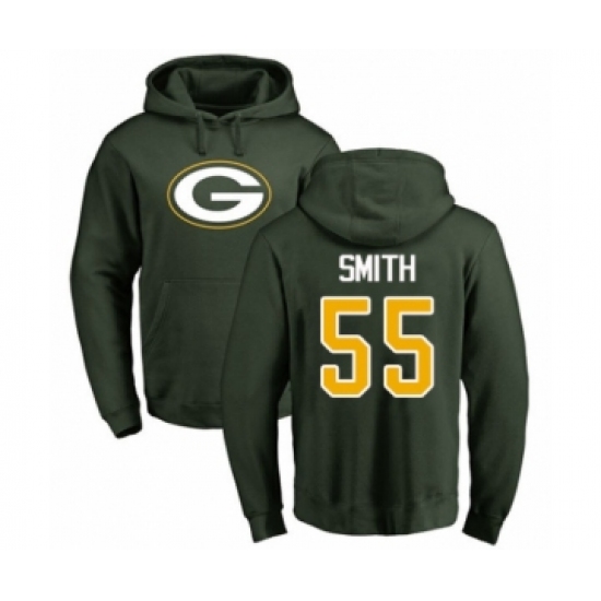 Football Green Bay Packers #55 Za'Darius Smith Green Name & Number Logo Pullover Hoodie - Ujersey