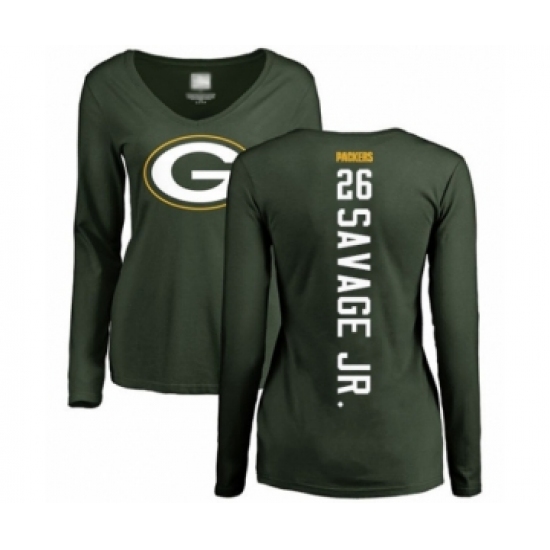 Football Women's Green Bay Packers #26 Darnell Savage Jr. Green Backer Long Sleeve T-Shirt - Ujersey