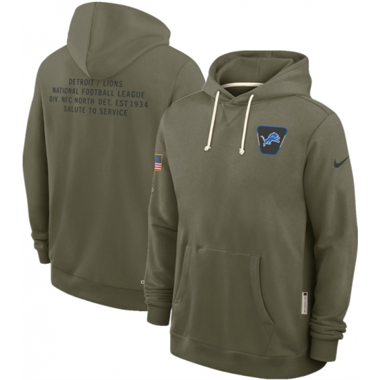Men's Detroit Lions Olive 2025 Salute to Service Pullover Hoodie - Ujersey