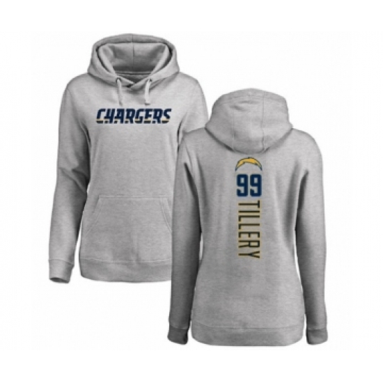 Football Women's Los Angeles Chargers #99 Jerry Tillery Ash Backer Pullover Hoodie - Ujersey