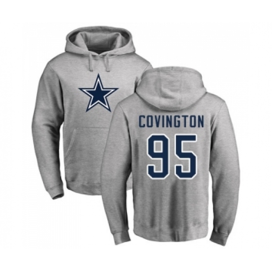 Football Dallas Cowboys #95 Christian Covington Ash Name & Number Logo Pullover Hoodie - Ujersey