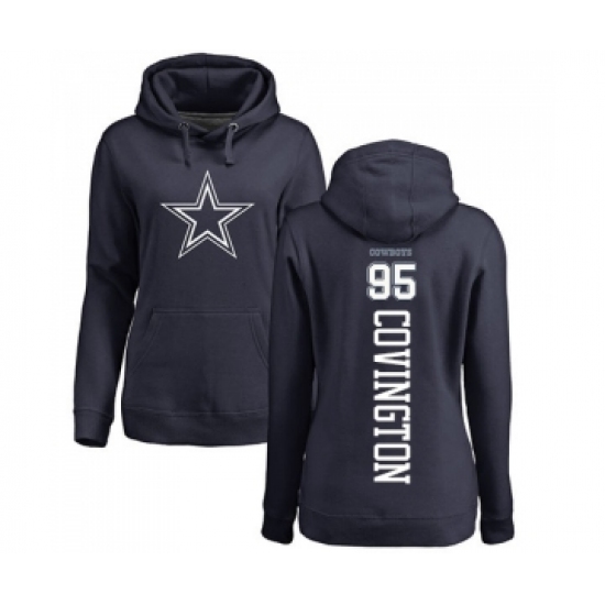 Football Women's Dallas Cowboys #95 Christian Covington Navy Blue Backer Pullover Hoodie - Ujersey