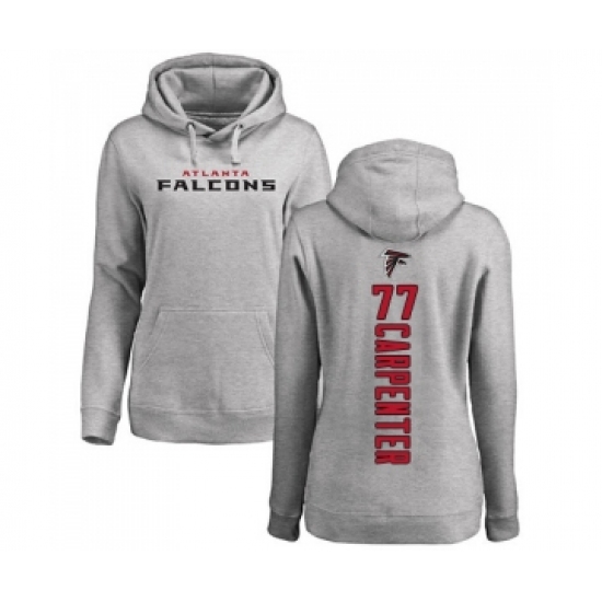 Football Women's Atlanta Falcons #77 James Carpenter Ash Backer Pullover Hoodie - Ujersey