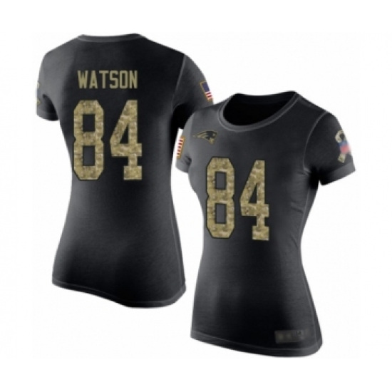 Football Women's New England Patriots #84 Benjamin Watson Black Camo Salute to Service T-Shirt - Ujersey
