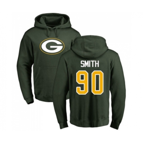 Football Green Bay Packers #90 Za'Darius Smith Green Name & Number Logo Pullover Hoodie - Ujersey