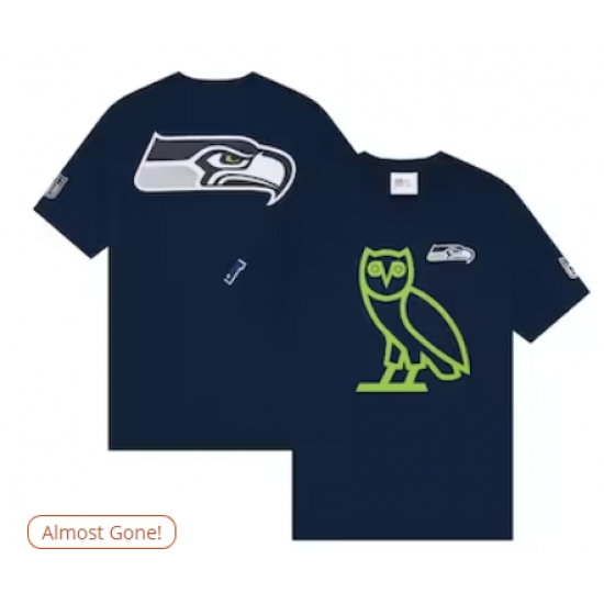 Men's Seattle Seahawks OVO x NFL College Navy OG Owl T-Shirt - Ujersey