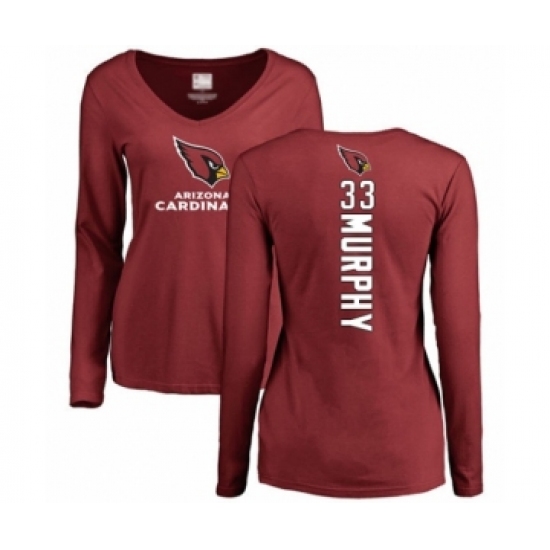Football Women's Arizona Cardinals #33 Byron Murphy Maroon Backer Long Sleeve T-Shirt - Ujersey
