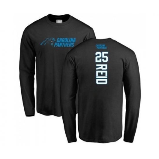 Football Carolina Panthers #25 Eric Reid Black Backer Long Sleeve T-Shirt - Ujersey