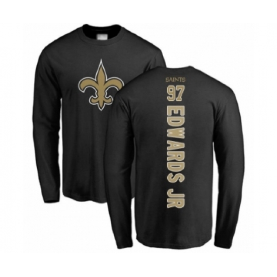 Football New Orleans Saints #97 Mario Edwards Jr Black Backer Long Sleeve T-Shirt - Ujersey
