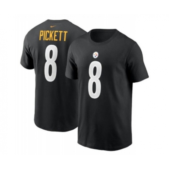 Men's Pittsburgh Steelers #8 Kenny Pickett 2022 Black NFL Draft First Round Pick Player Name & Number T-Shirt - Ujersey
