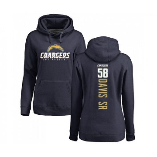 Football Women's Los Angeles Chargers #58 Thomas Davis Sr Navy Blue Backer Pullover Hoodie - Ujersey