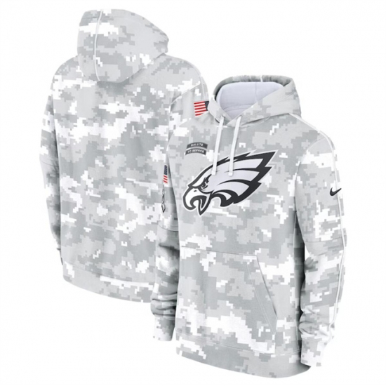 Men's Philadelphia Eagles 2024 Arctic Camo Salute To Service Club Fleece Pullover Hoodie - Ujersey