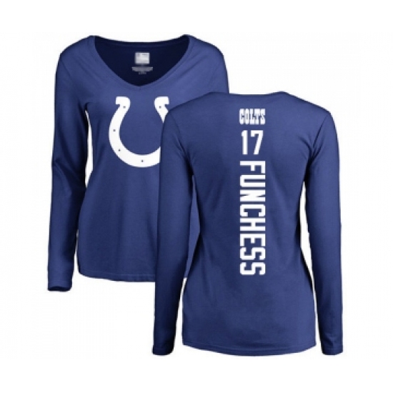 Football Women's Indianapolis Colts #17 Devin Funchess Royal Blue Backer Long Sleeve T-Shir - Ujersey
