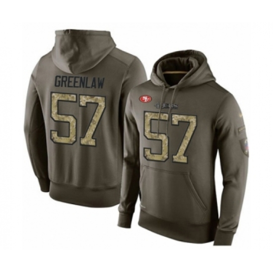 Football Men's San Francisco 49ers #57 Dre Greenlaw Green Salute To Service Pullover Hoodie - Ujersey