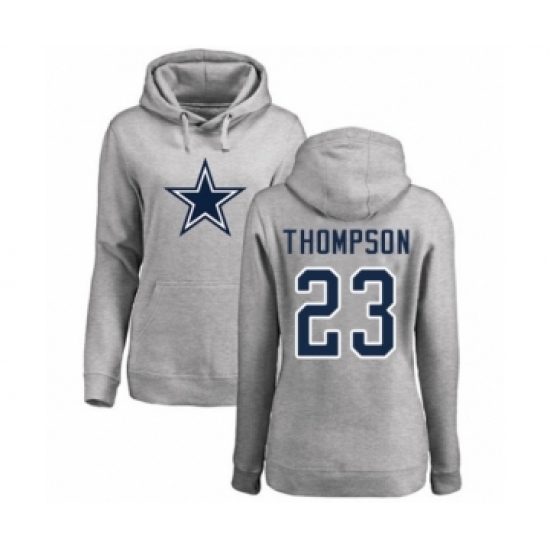 Football Women's Dallas Cowboys #23 Darian Thompson Ash Name & Number Logo Pullover Hoodie - Ujersey