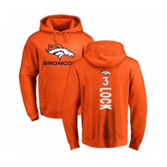Football Denver Broncos #3 Drew Lock Orange Backer Pullover Hoodie - Ujersey