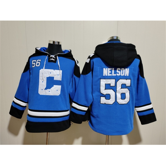 Men's Indianapolis Colts #56 Quenton Nelson Blue Ageless Must-Have Lace-Up Pullover Hoodie - Ujersey
