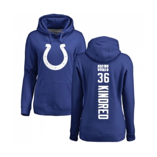 Football Women's Indianapolis Colts #36 Derrick Kindred Royal Blue Backer Pullover Hoodie - Ujersey