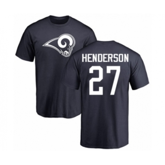 Football Los Angeles Rams #27 Darrell Henderson Navy Blue Name & Number Logo T-Shirt - Ujersey